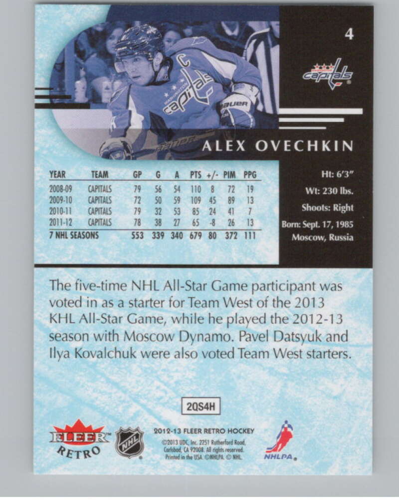 2012-13 Upper Deck Fleer Retro #4 Alexander Ovechkin Capitals V101973 Image 2