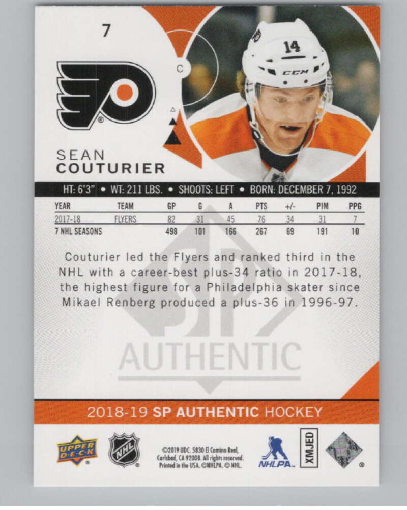 2018-19 SP Authentic Limited Red #7 Sean Couturier V102370 Image 2