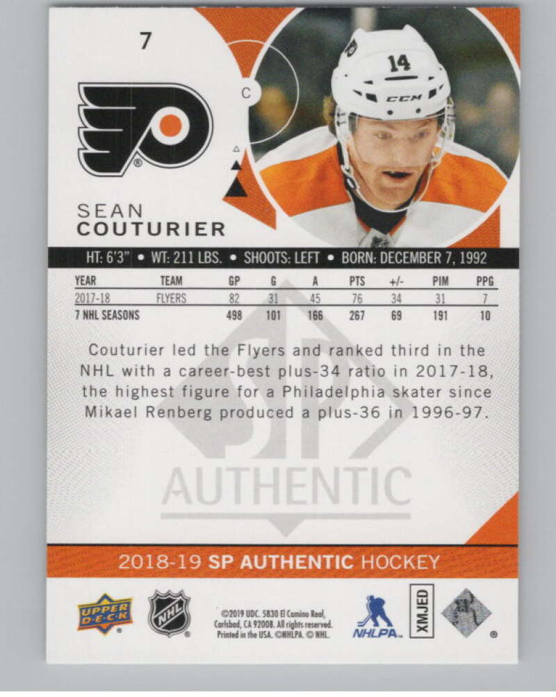 2018-19 SP Authentic Limited Red #7 Sean Couturier V102371 Image 2