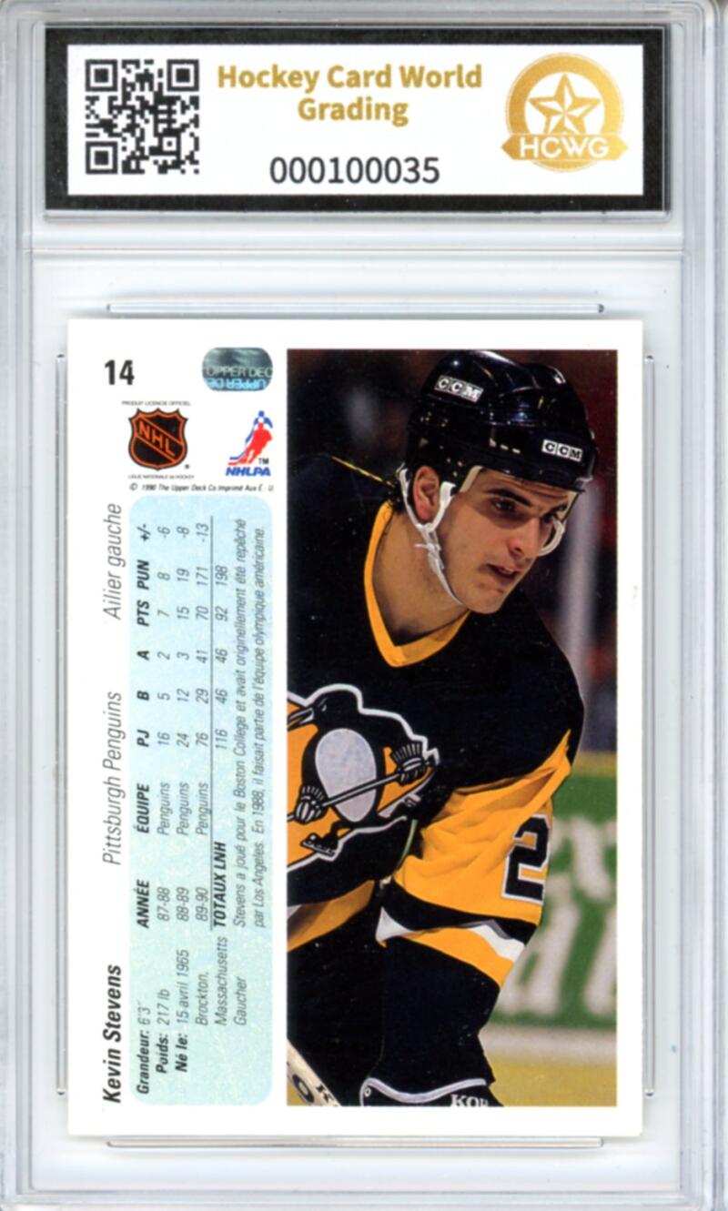 1990-91 Upper Deck French #14 Kevin Stevens Rookie RC - Graded HCWG 9 Image 2