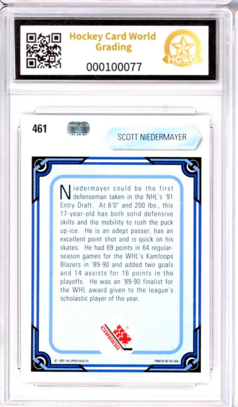 1990-91 Upper Deck #461 Scott Niedermayer Rookie RC - Graded HCWG 9 Image 2