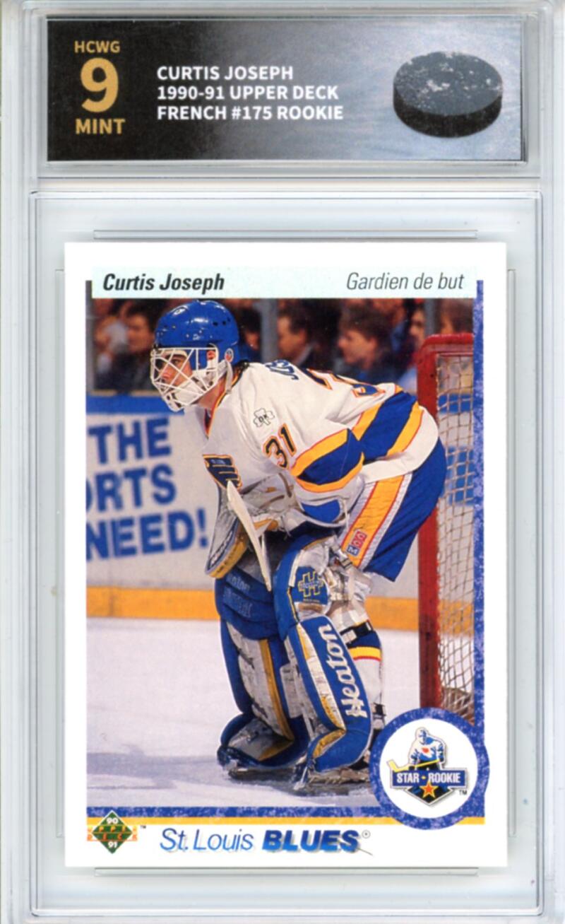 1990-91 Upper Deck French #175 Curtis Joseph Rookie RC - Graded HCWG 9 Image 1