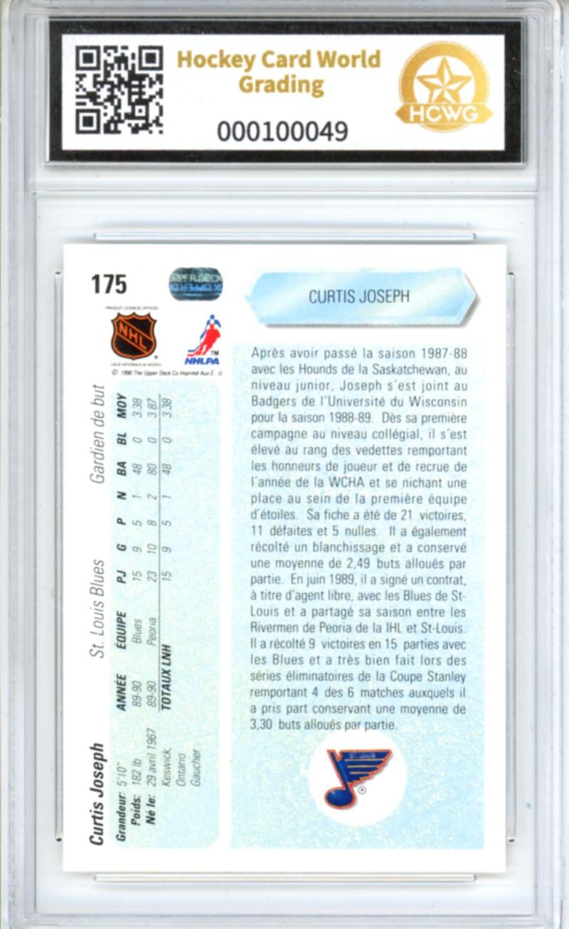 1990-91 Upper Deck French #175 Curtis Joseph Rookie RC - Graded HCWG 9 Image 2