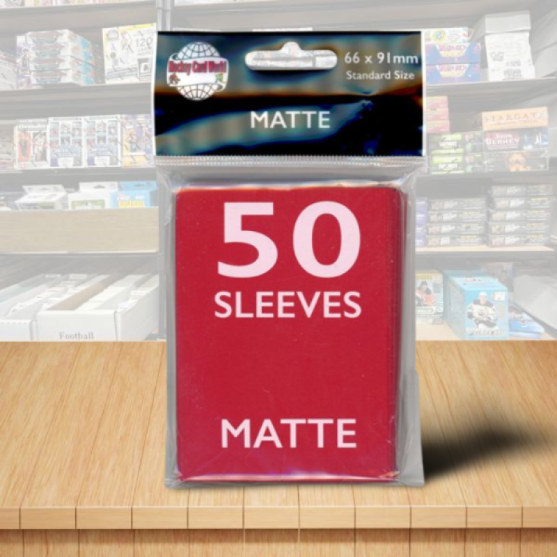 Hockey Card World Matte Standard Game Card Sleeves 50 Count - Red Hockey Card World Matte Standard Game Card Sleeves 50 Count - Red