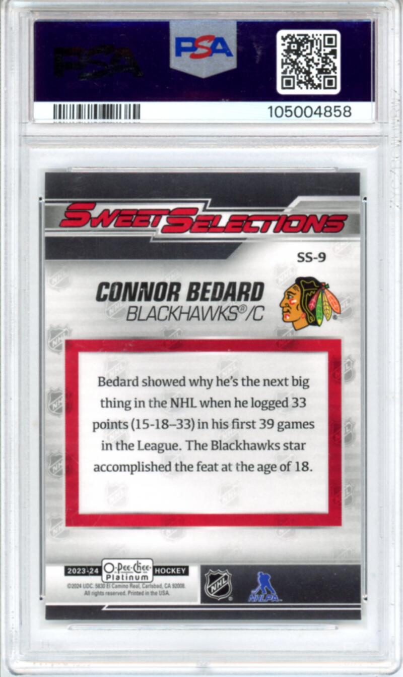 2023-24 OPC Platinum Sweet Selections Connor Bedard RC Rookie Hockey - PSA 9 Image 2