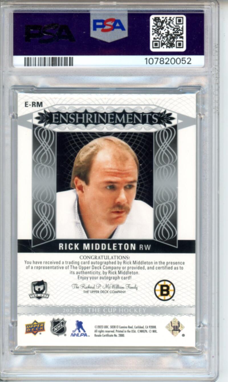 2022-23 The Cup Enshrinements #ERM Rick Middleton 98/99 Auto Hockey PSA 9 Image 2