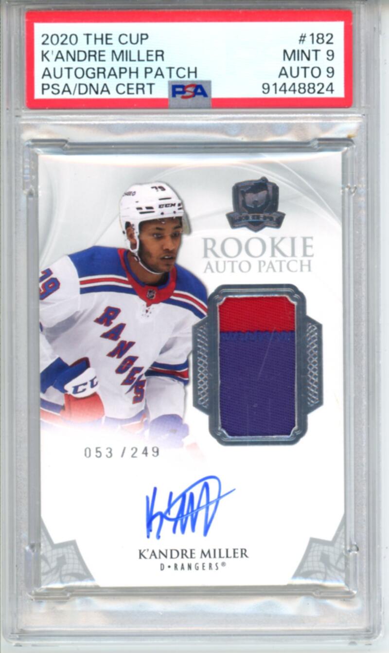 2020-21 The Cup #182 KâAndre Miller Patch Auto Rookie 53/249 RC Hockey PSA 9 Image 1