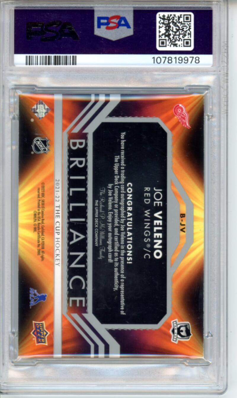 2021-22 The Cup Brilliance #BVJ Joe Veleno Autograph Auto Hockey PSA 9 Image 2