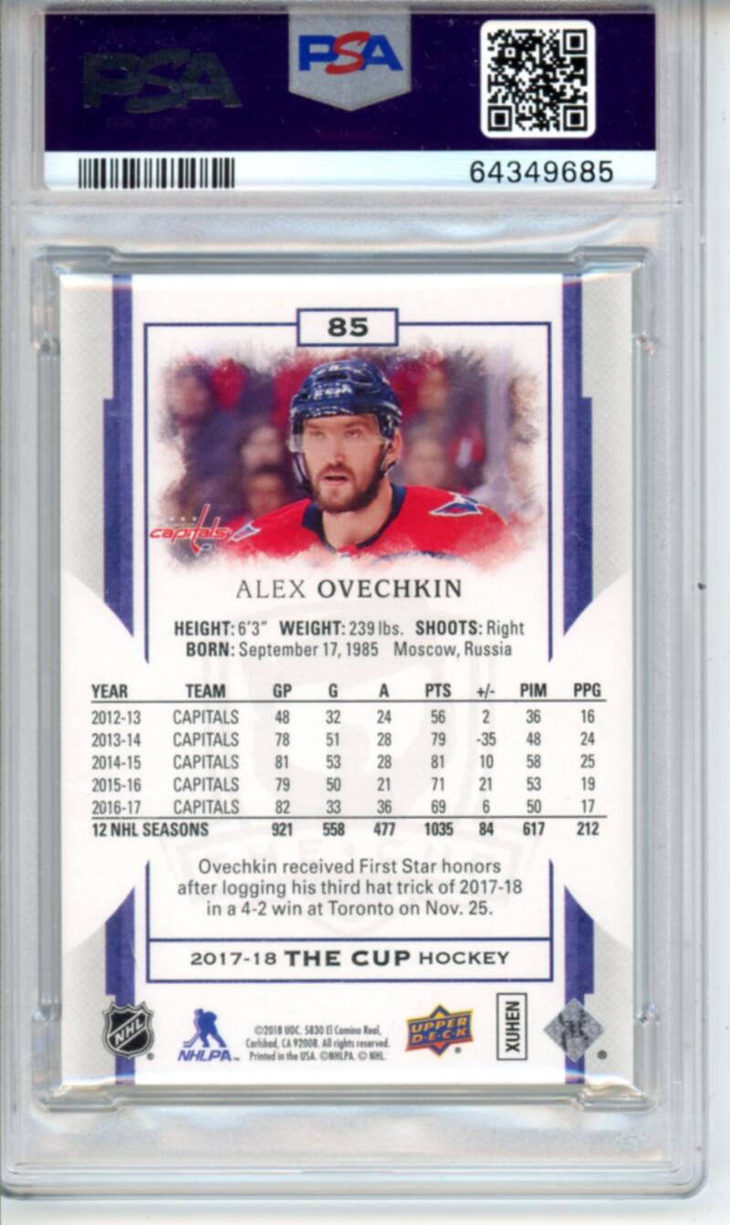 2017-18 Upper Deck The Cup #85 Alex Ovechkin 19/249 Hockey PSA 8 Image 2
