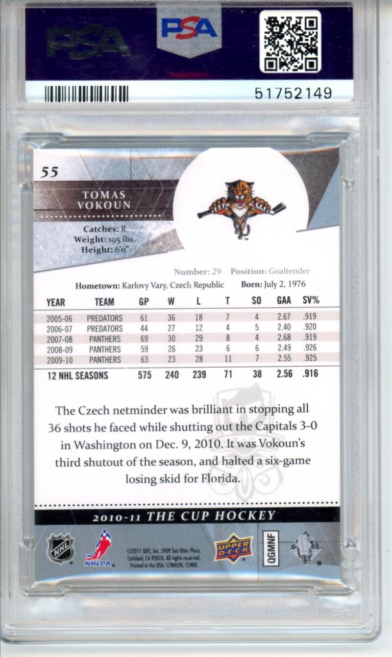 2010-11 Upper Deck The Cup #55 Tomas Vokoun 5/249 Hockey PSA 9 Image 2