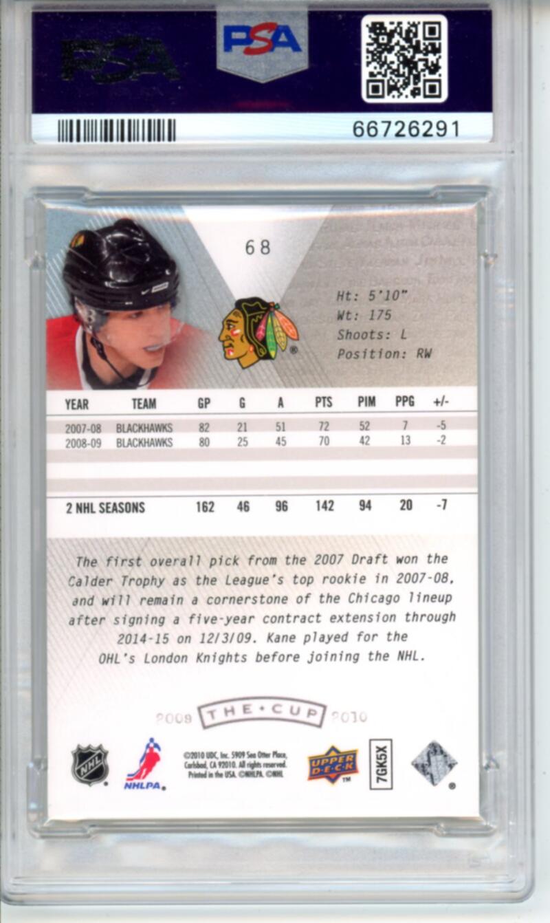 2009-10 Upper Deck The Cup #68 Patrick Kane 141/249 Hockey PSA 7 Image 2