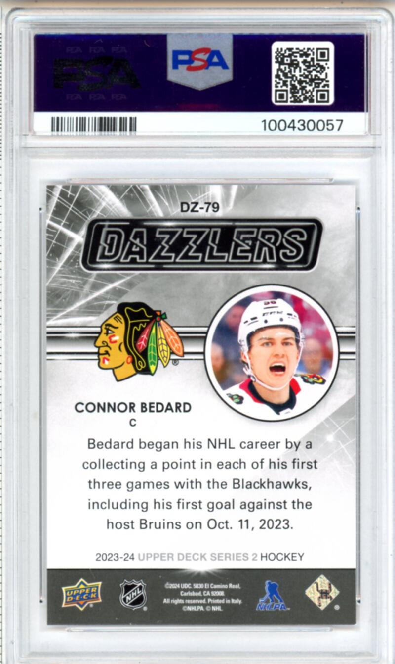 2023-24 Upper Deck Dazzlers Pink Connor Bedard RC Rookie Hockey - PSA 9 Image 2