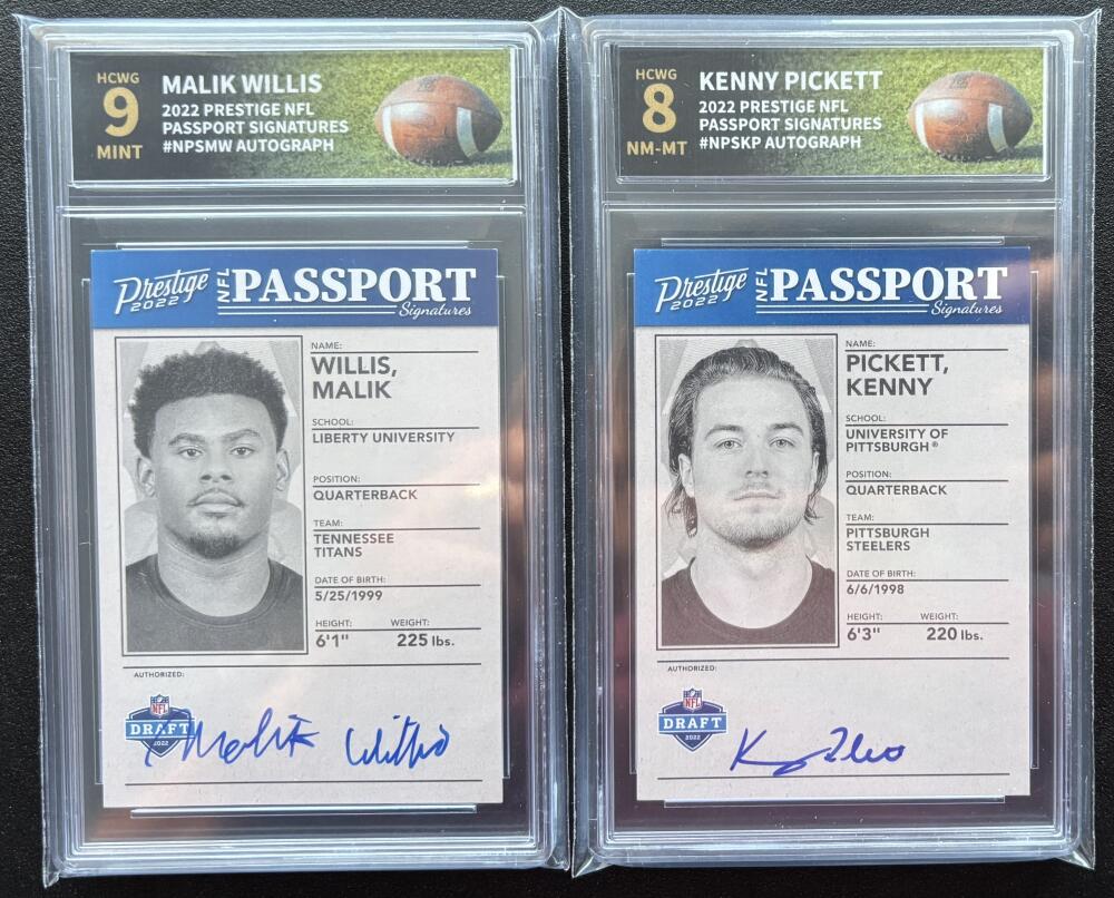 2022 Prestige NFL Passport Signatures Complete Graded HCWG Set 1-33 - Pickett ++ Image 3