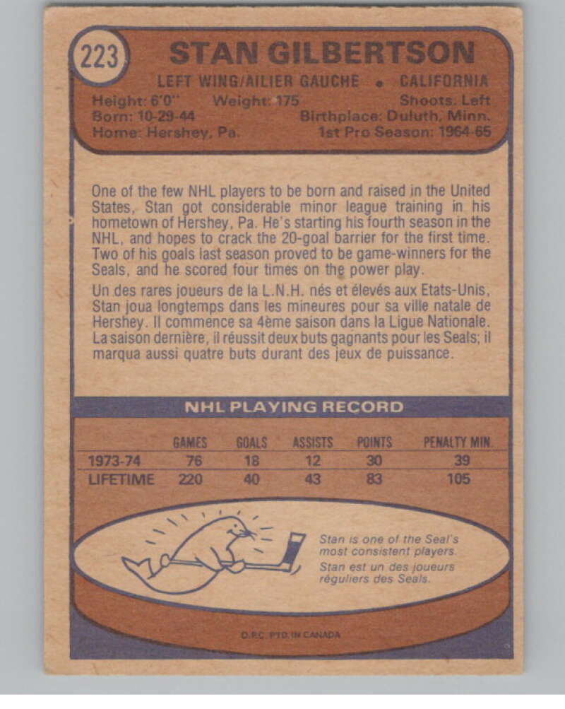 1974-75 O-Pee-Chee #223 Stan Gilbertson V103703 Image 2