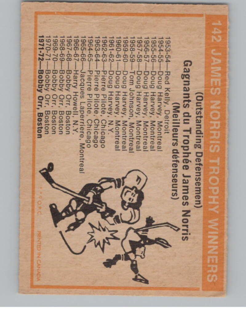 1972-73 O-Pee-Chee #142 Norris Trophyinners V104520 Image 2