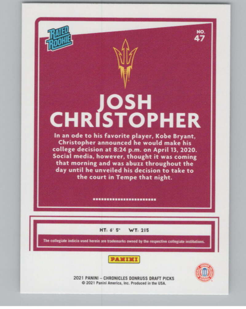 2021-22 Donruss Rated Rookies Pink #47 Josh Christopher Devils V104956 Image 2