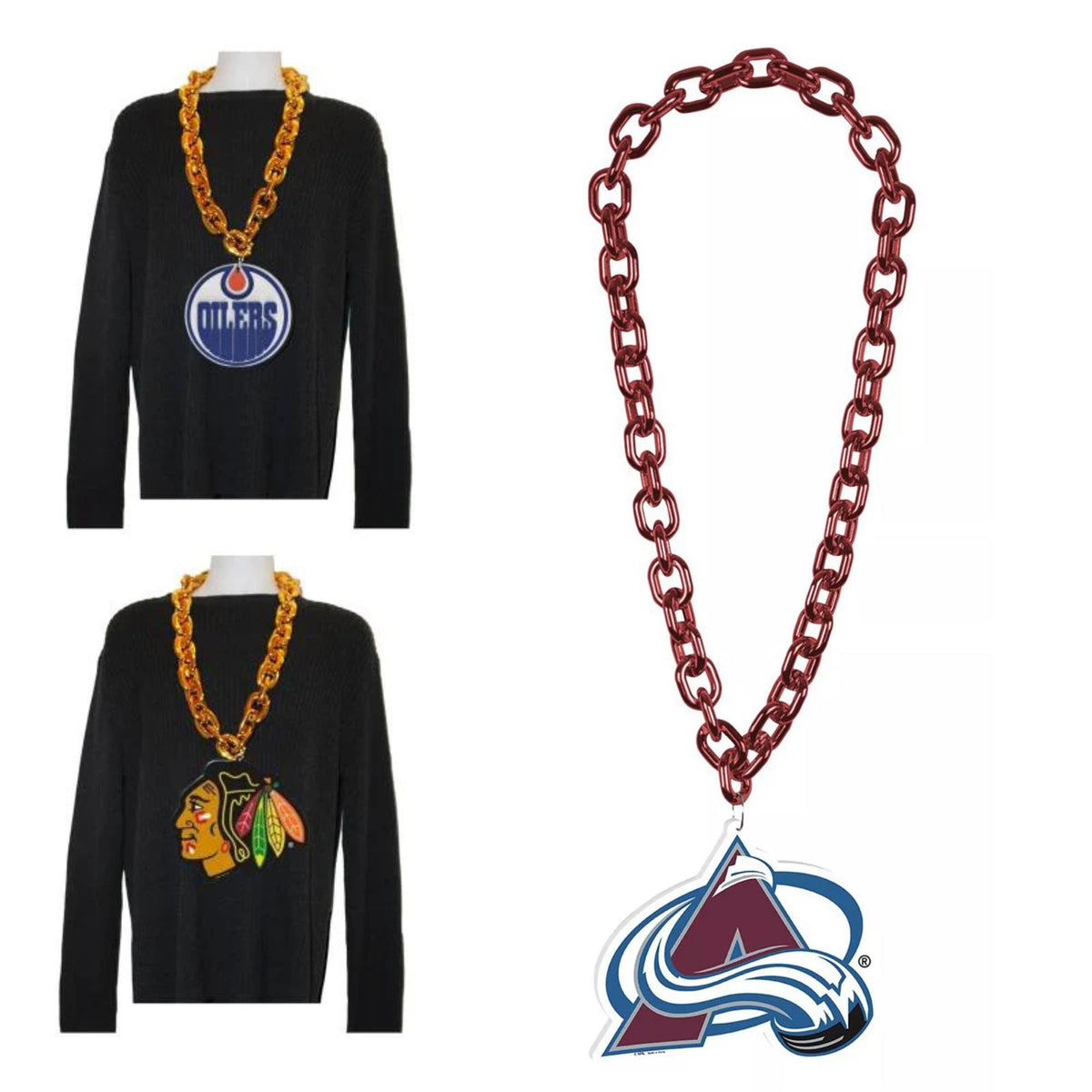 WinCraft Colorado Avalanche Hockey Big Chain Necklace - 38" plastic chain with foam logo