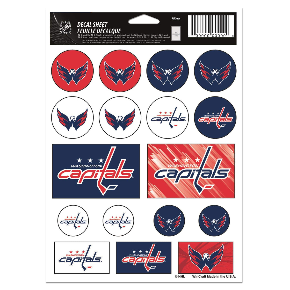 Wincraft NHL Washington Capitals Vinyl Sticker Sheet, 5-Inchx7-Inch Hockey