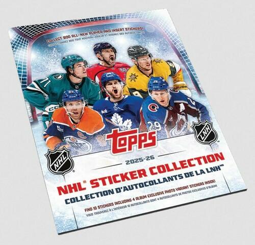 2025 Topps Hockey 95-Page Sticker Album Book with 5 Sticker Packs