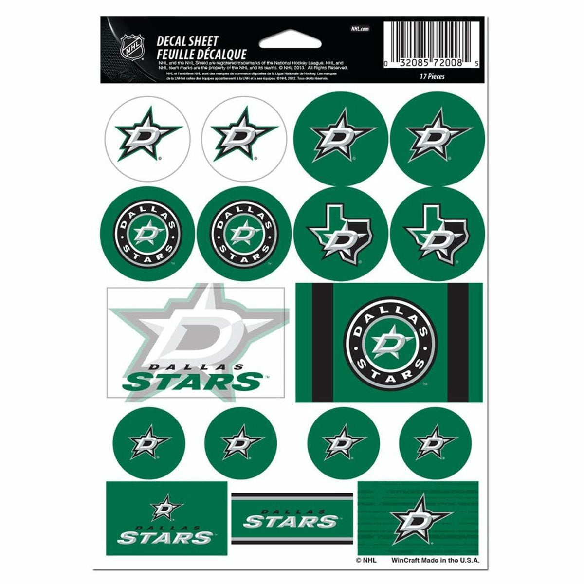Wincraft NHL Dallas Stars Vinyl Sticker Sheet, 5-Inchx7-Inch Hockey