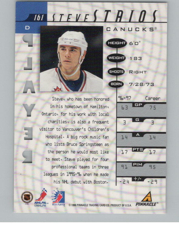 1997-98 Be A Player Steve Staios Prismatic SP Die-Cut /100 Auto V106013