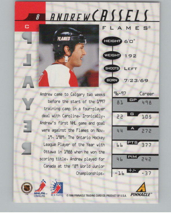 1997-98 Be A Player Andrew Cassels Prismatic SP Die-Cut /100 Auto V106002