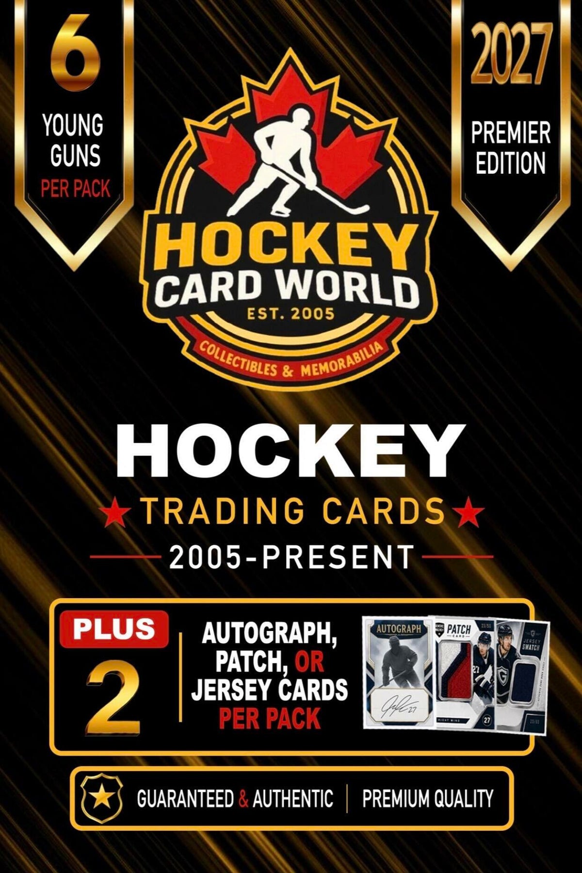 6 Upper Deck Young Guns + 2 Auto/Patch/Jersey Hockey Mystery Sealed Pack - 2027 Edition