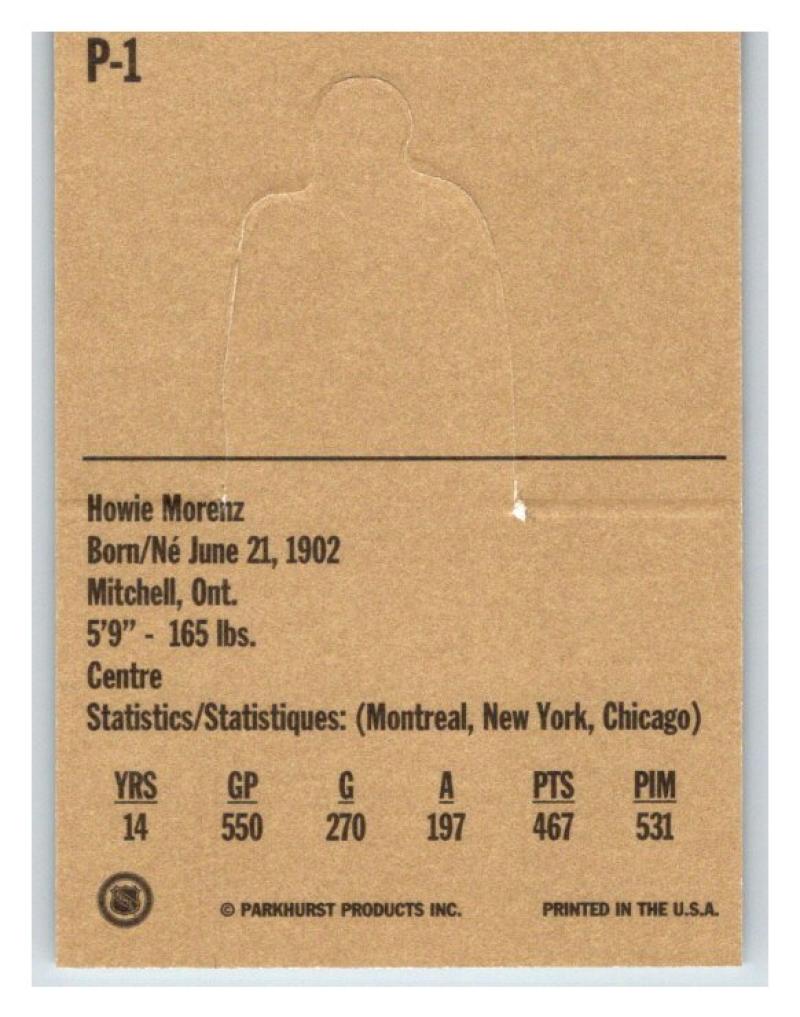 1994-95 Parkhurst Missing Link Pop-Ups #P1 Howie Morenz NM-MT Hockey NHL 02768 Image 2