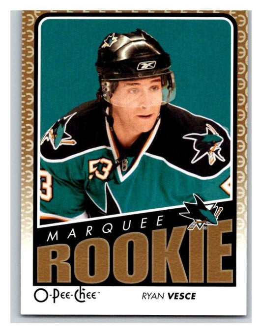 (HCW) 2009 O-Pee-Chee #756 Ryan Vesce RC Rookie Sharks Mint NHL Image 1