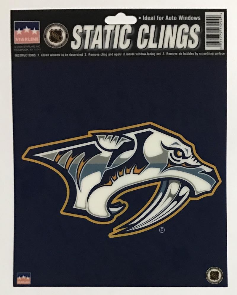 Nashville Predators 6"x6" Static Clings for inside of car windows or glass