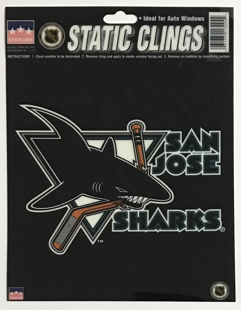 San Jose Sharks 6"x6" Static Clings for inside of car windows or glass
