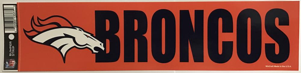 (HCW) Denver Broncos 3" x 12" Bumper Strip NFL Football Sticker Decal Image 1