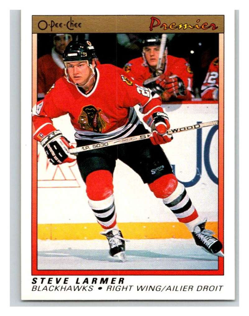 (HCW) 1990-91 OPC Premier #58 Steve Larmer Blackhawks Mint