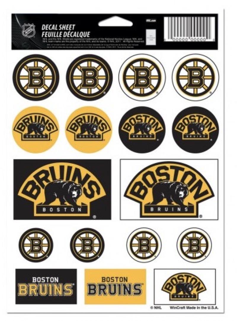 Boston Bruins Vinyl Sticker Sheet 5"x7" Decals Licensed Authentic