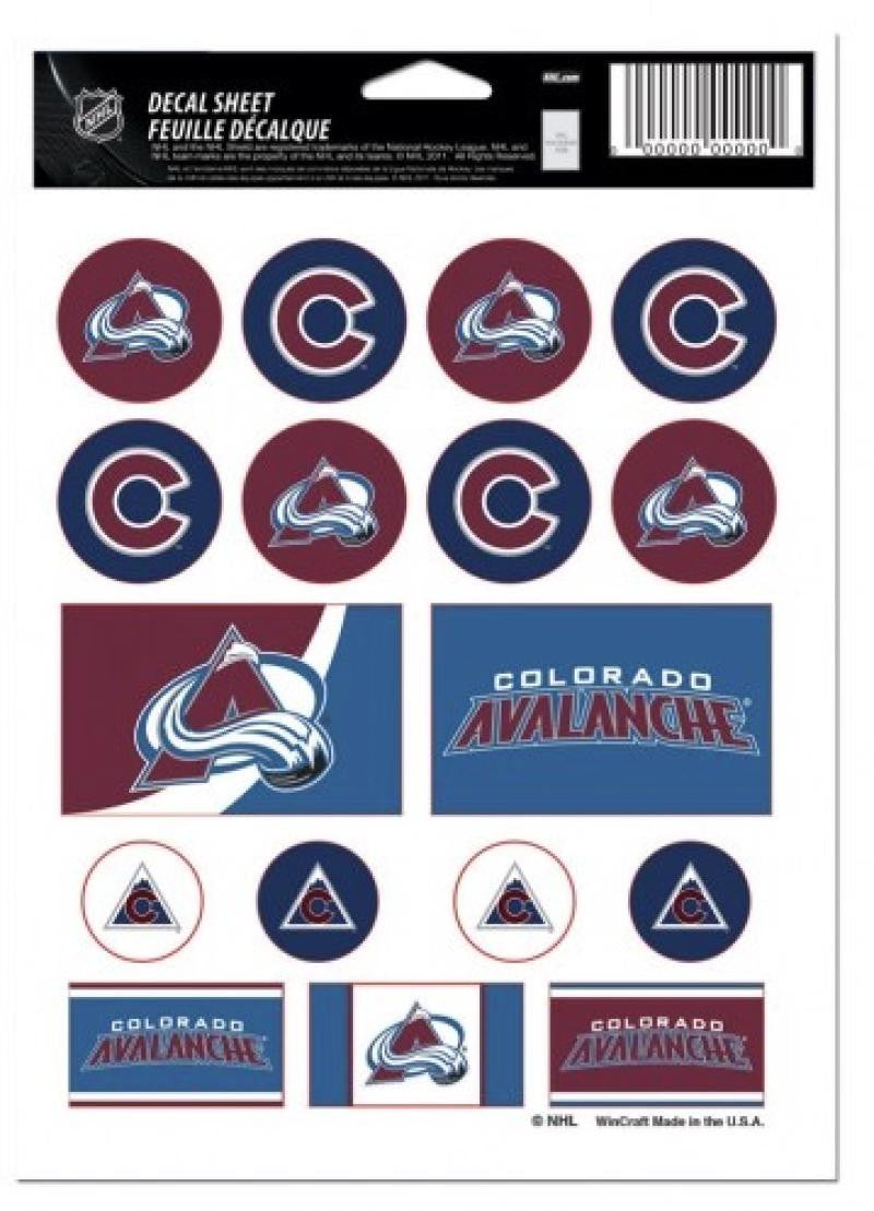 Colorado Avalanche Vinyl Sticker Sheet 5"x7" Decals Licensed Authentic
