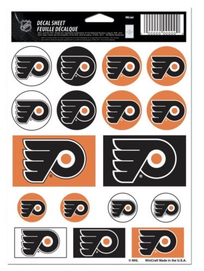Philadelphia Flyers Vinyl Sticker Sheet 5"x7" Decals Licensed Authentic