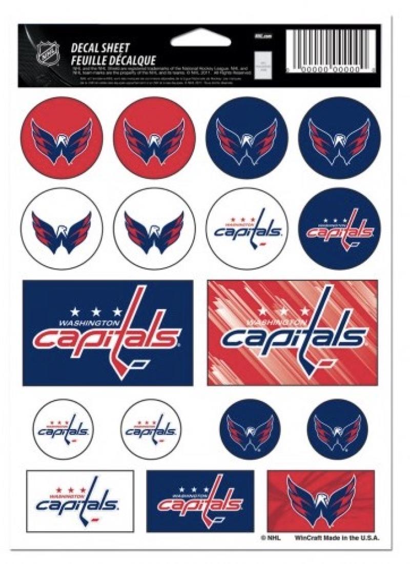 (HCW) Washington Capitals Vinyl Sticker Sheet 5"x7" Decals NHL Licensed Authentic Image 1