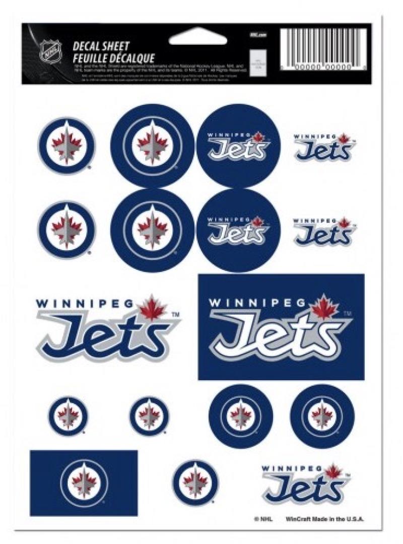 (HCW) Winnipeg Jets Vinyl Sticker Sheet 5"x7" Decals NHL Licensed Authentic Image 1