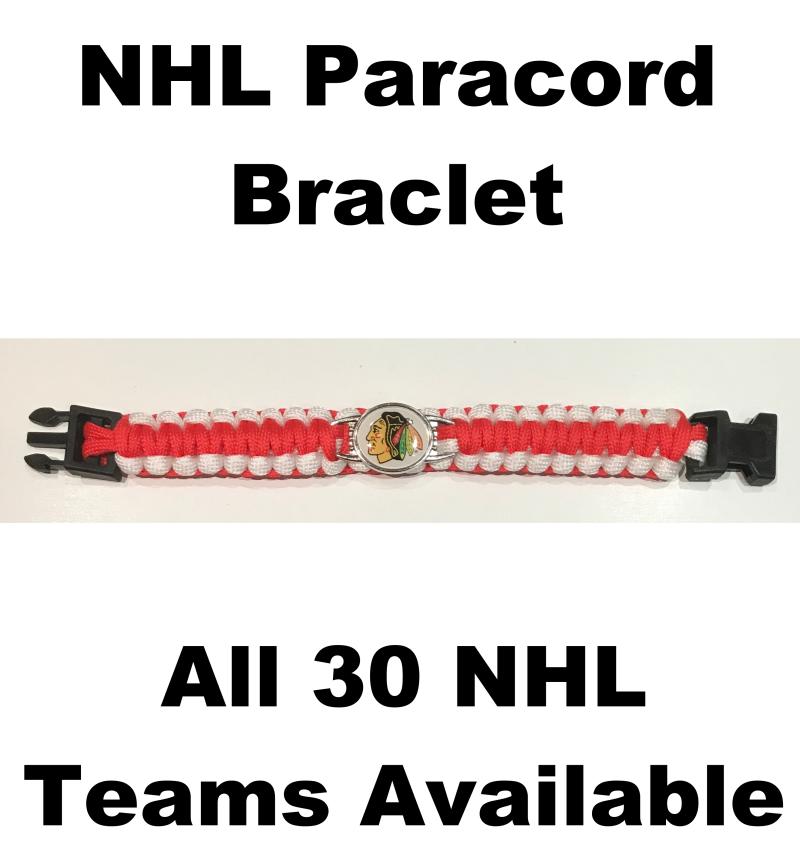 (HCW) Chicago Blackhawks NHL Hockey Logo Paracord 8" Bracelet - New in Package Image 1