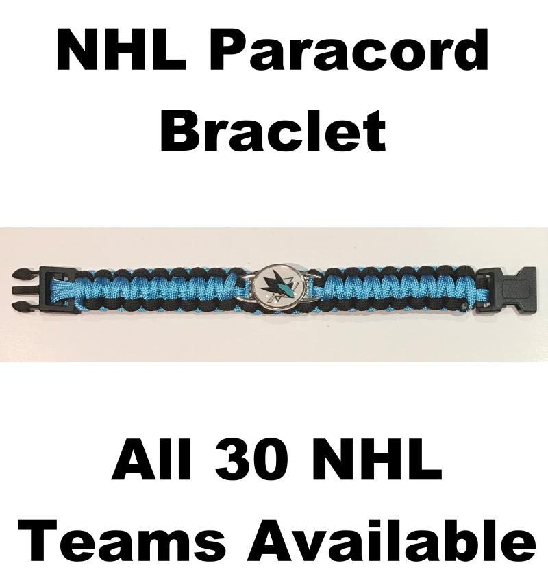 (HCW) San Jose Sharks NHL Hockey Logo Paracord 8" Bracelet - New in Package Image 1