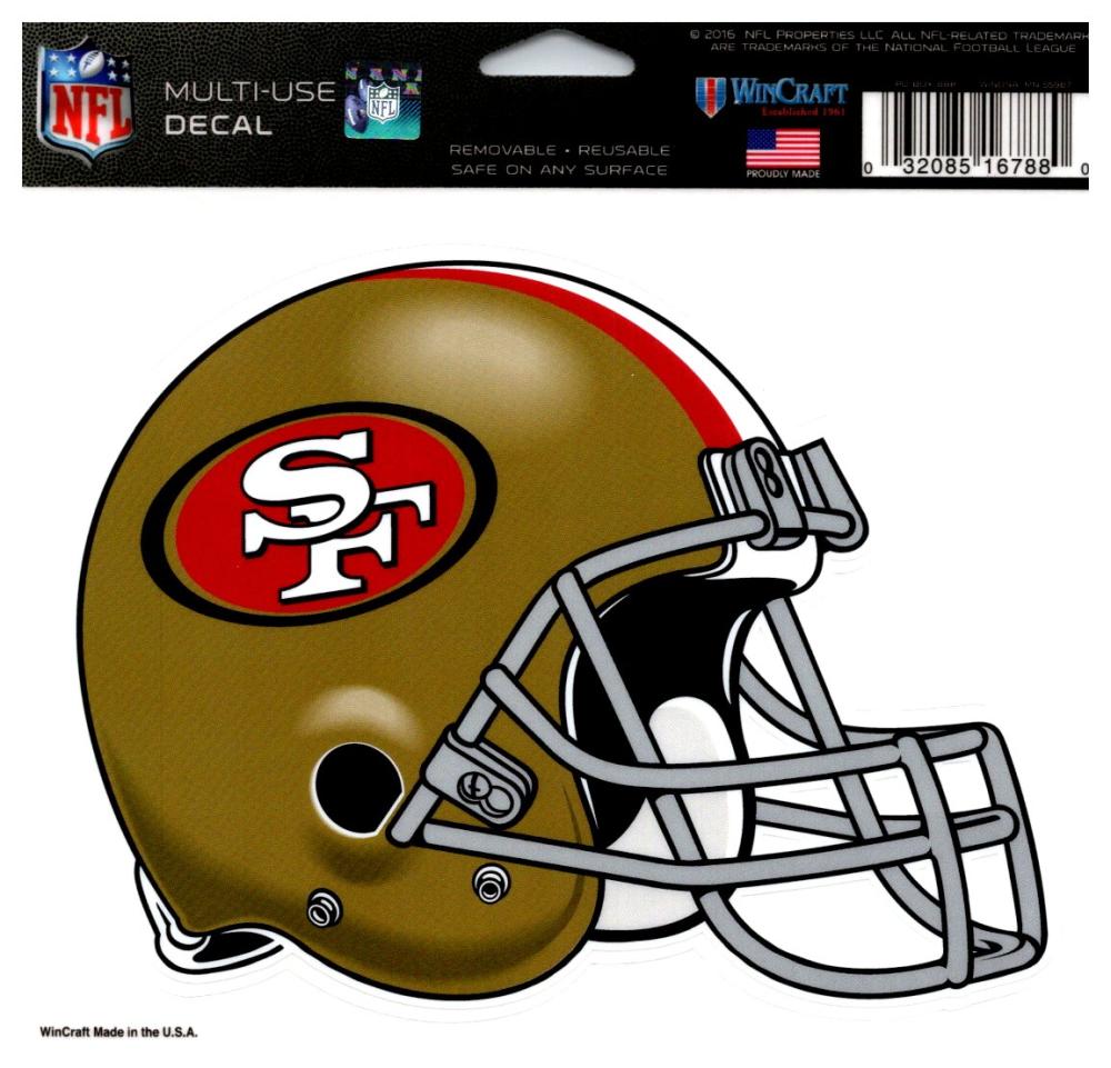 (HCW) San Francisco 49ers Multi-Use Helmet Coloured Decal Sticker 5"x6" NFL Image 1