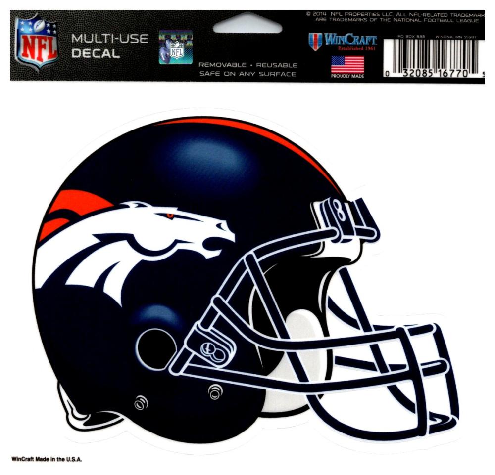 (HCW) Denver Broncos Multi-Use Helmet Coloured Decal Sticker 5"x6" NFL Image 1
