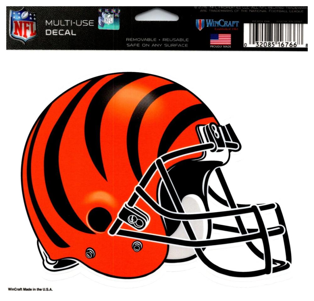 (HCW) Cincinnati Bengals Multi-Use Helmet Coloured Decal Sticker 5"x6" NFL Image 1