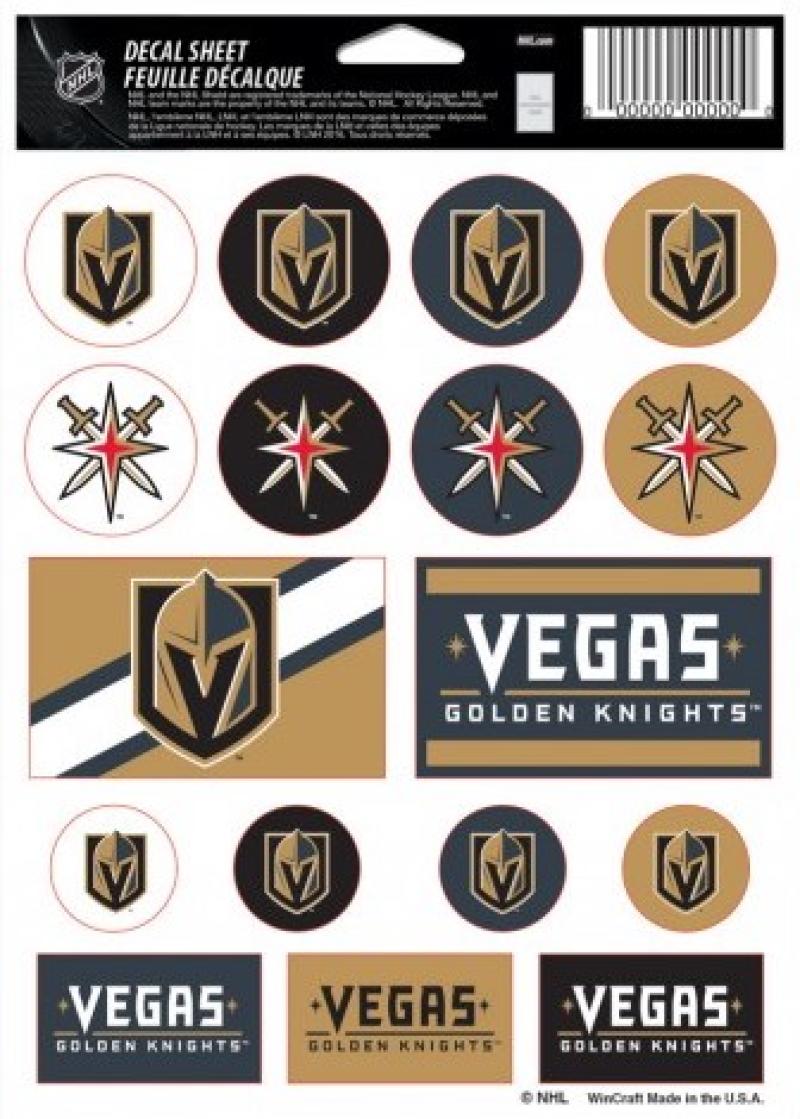 Vegas Golden Knights Vinyl Sticker Sheet 5"x7" Decals Licensed Authentic