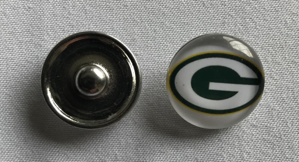 (HCW) Green Bay Packers NFL Snap Ginger Button Jewelry for Jackets, Bracelets Image 1