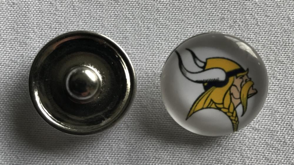 (HCW) Minnesota Vikings NFL Snap Ginger Button Jewelry for Jackets, Bracelets Image 1