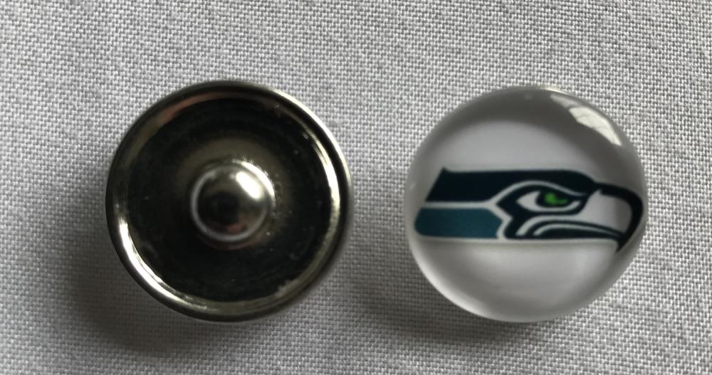 (HCW) Seattle Seahawks NFL Snap Ginger Button Jewelry for Jackets, Bracelets Image 1