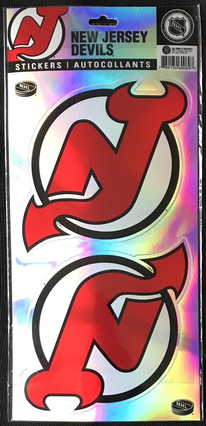 (HCW) New Jersey Devils 6"x13" Large NHL Hockey Licensed Logo Sticker Sheet Image 1