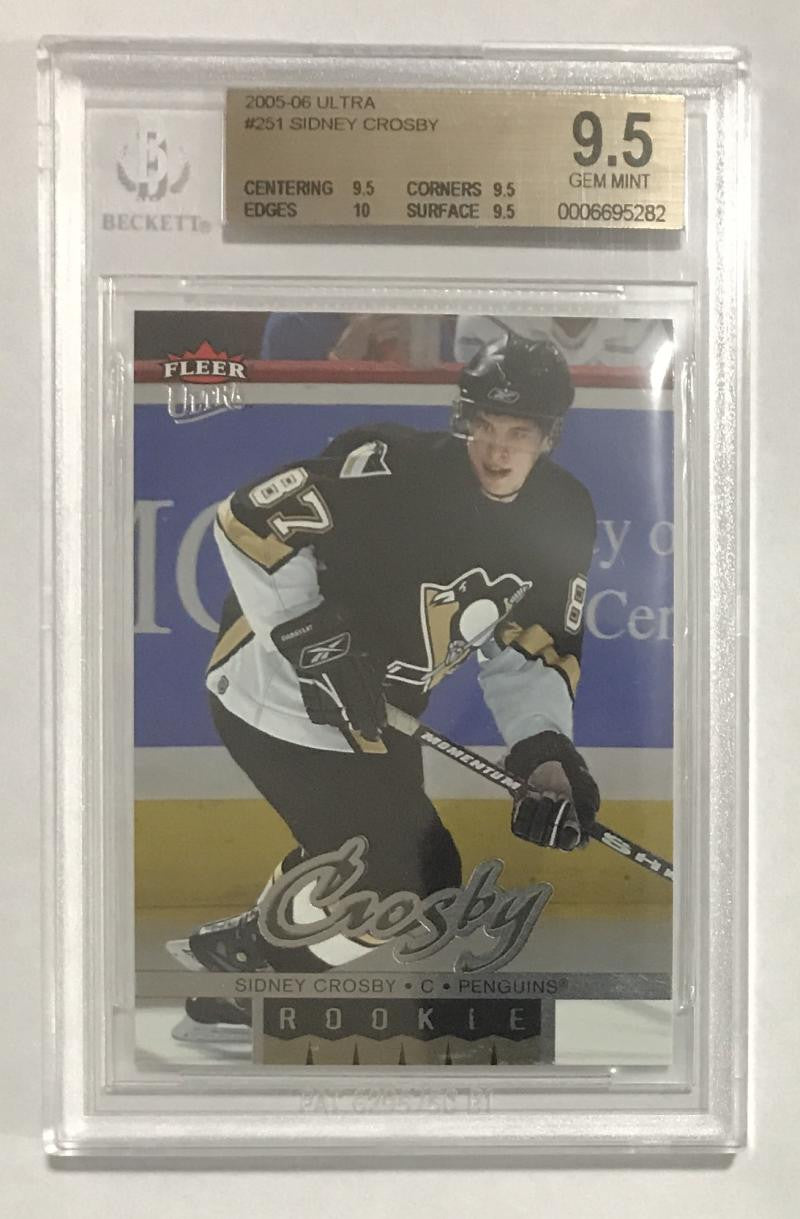 (HCW) 2005-06 Fleer Ultra #251 Sidney Crosby Beckett 9.5 RC Rookie BGS 10 w/9.5