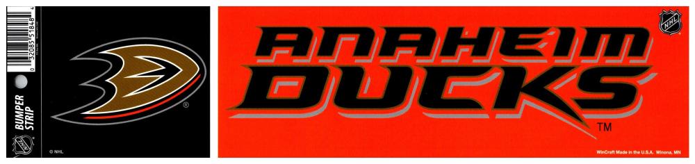 (HCW) Anaheim Ducks (orange) 3" x 12" Bumper Strip NHL Sticker Decal Image 1